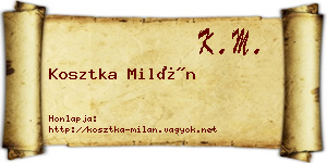 Kosztka Milán névjegykártya